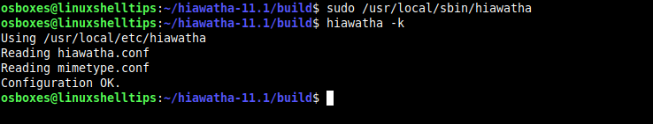 Check Hiawatha Webserver in Ubuntu