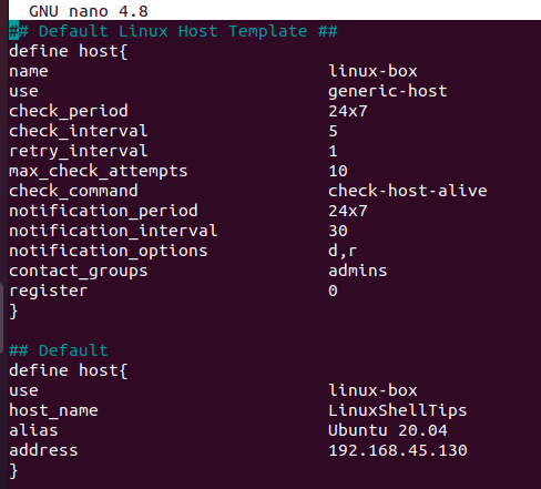 Configure Nagios Host File