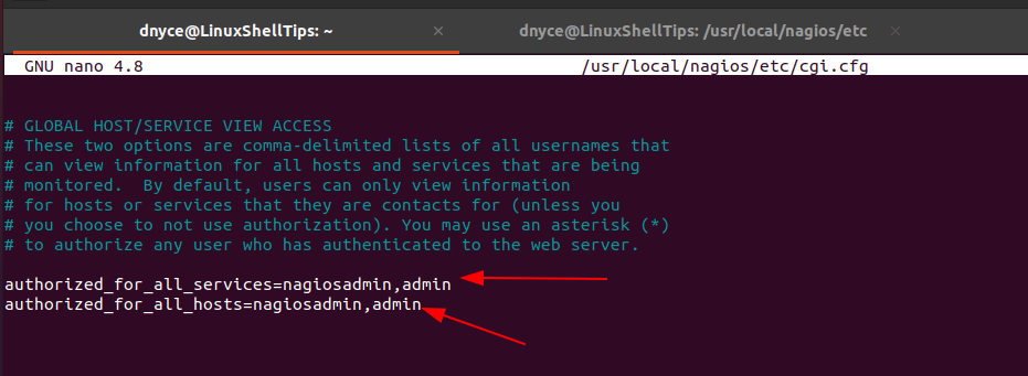 Configure Nagiosadmin Access
