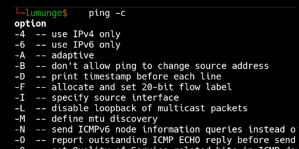Ping Command Options