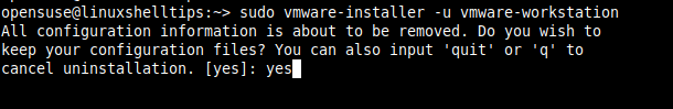 Remove VMWare Workstation in Opensuse