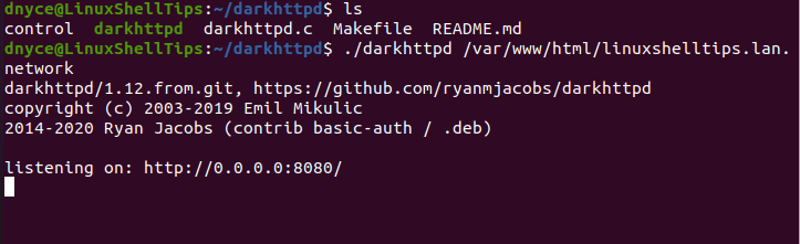 Run Darkhttpd in Linux