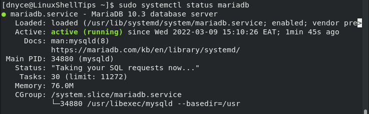 Check MariaDB Status in RHEL
