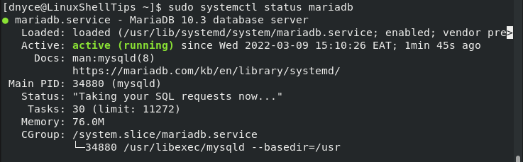 Check MySQL Status in RHEL