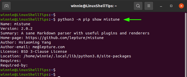 Check Python Mistune in Linux