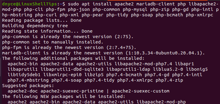 Install Apache and PHP in Ubuntu