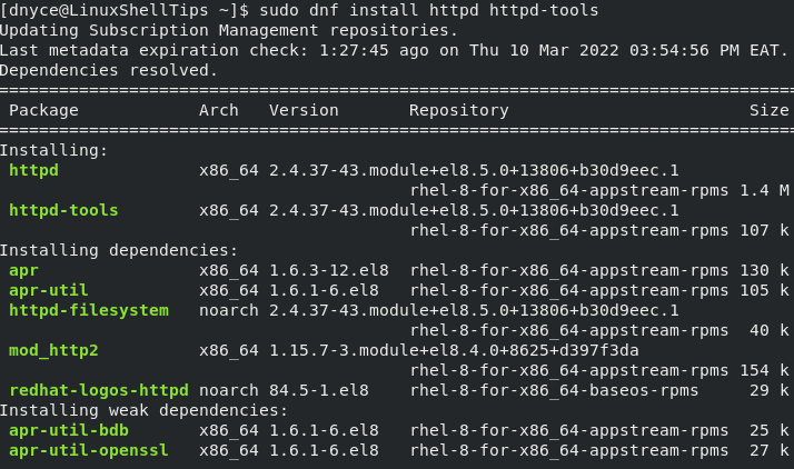 Install Apache on RHEL