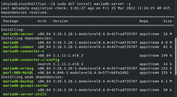 Install MariaDB in Rocky Linux