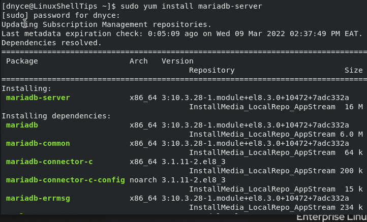 Install MySQL on RHEL