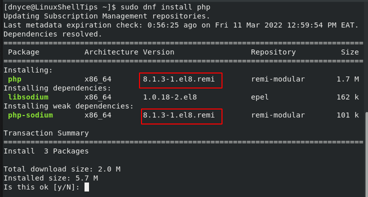 Install PHP in RHEL