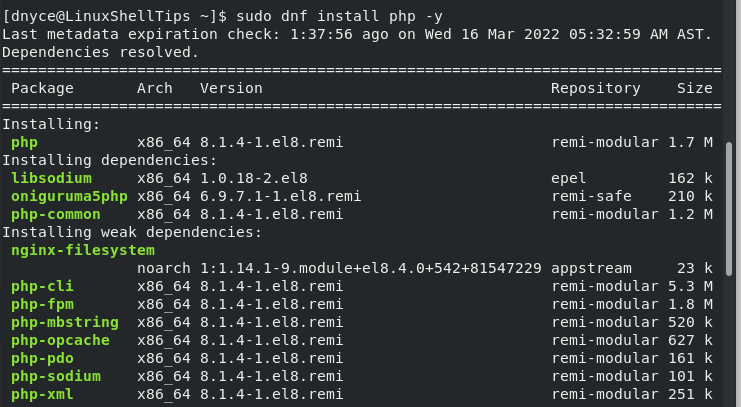 Install PHP 8 in RockyLinux