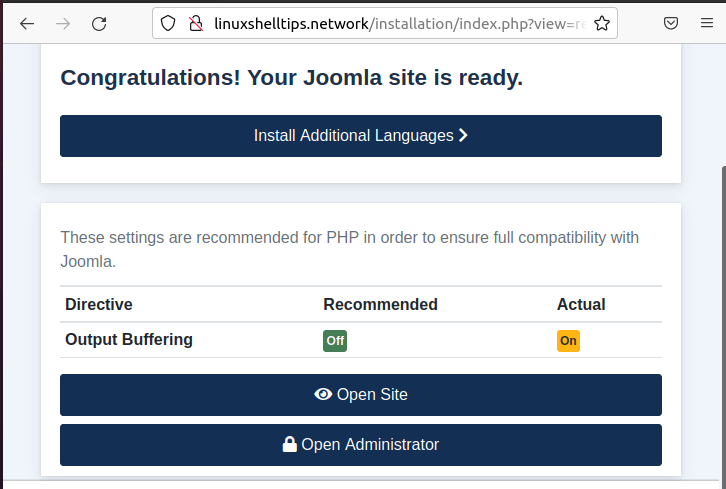 Joomla Dashboard