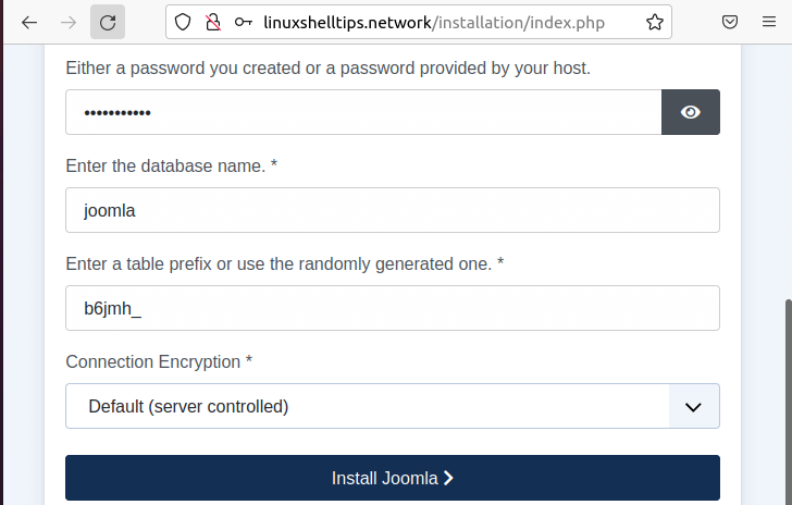 Joomla Database Details