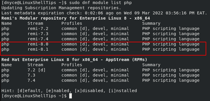 List PHP Modules