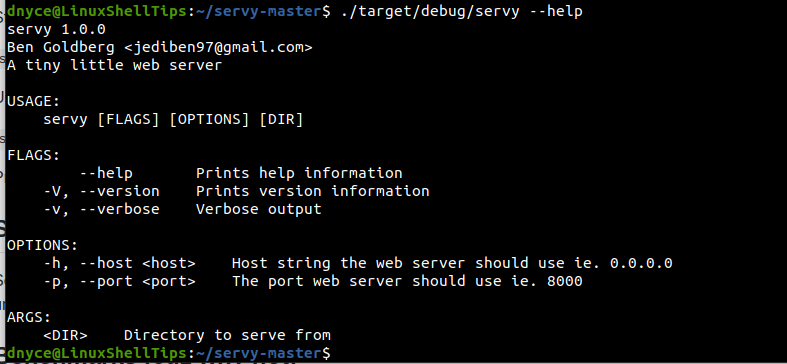 Servy Web Server Usage