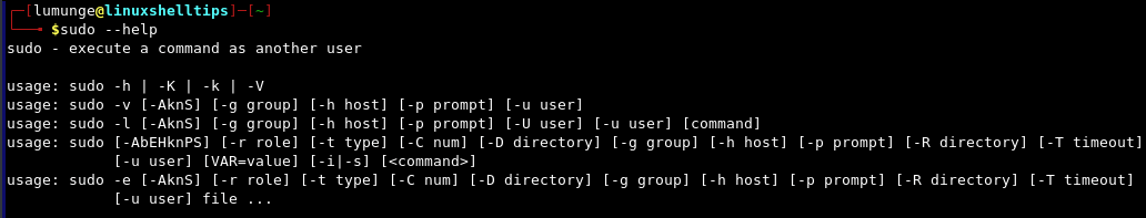 Sudo Command Syntax