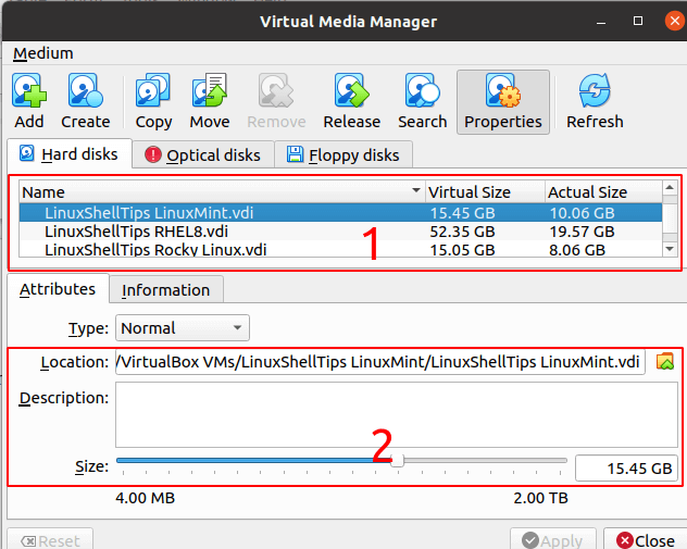 Virtual Media Manager Disks