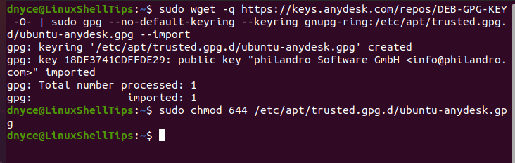 Add AnyDesk GPG Key