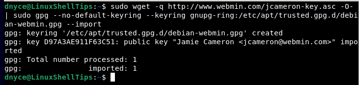 Add Webmin GPG Key on Debian