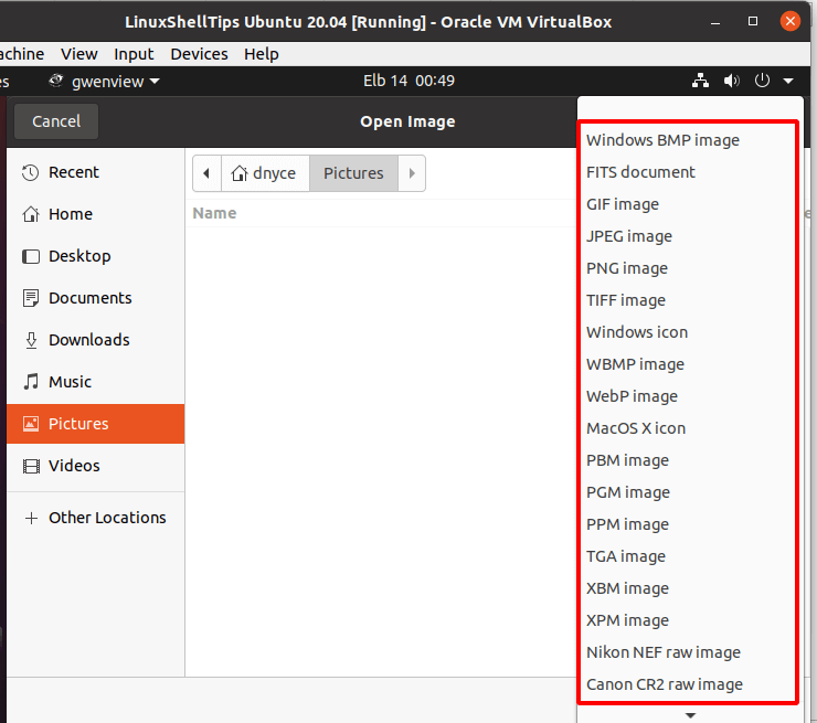 Choose Image File Format