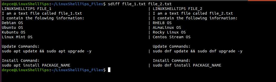 Compare Two Files Side by Side