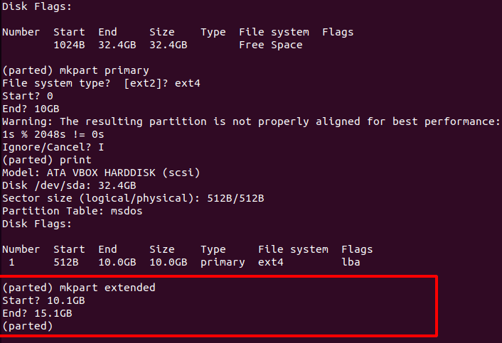 Create Linux Logical Partition