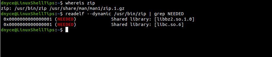 Find Zip Program Shared Libraries