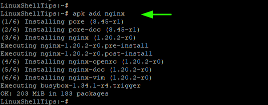 Install Nginx in Alpine Linux