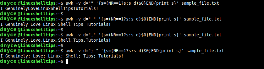 Join Multiple Lines Using Awk Command