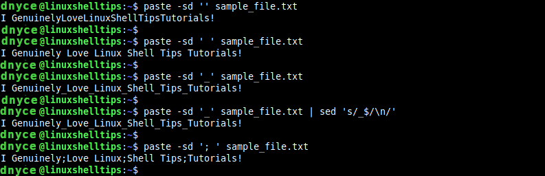 Join Multiple Lines Using Paste Command