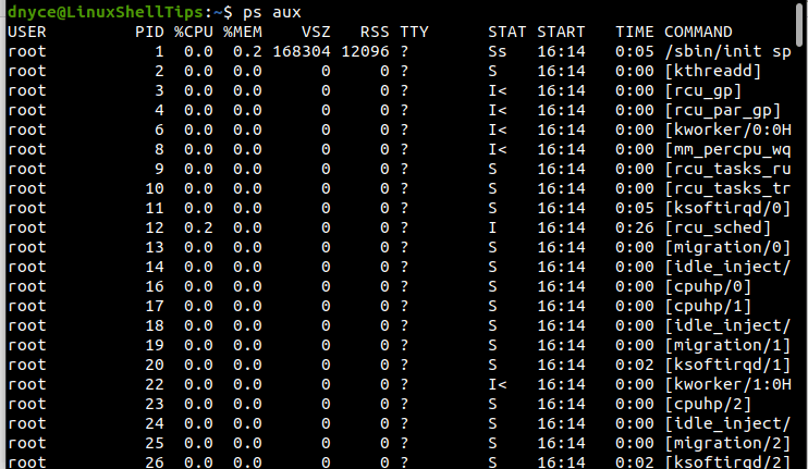 List All Linux Running Processes