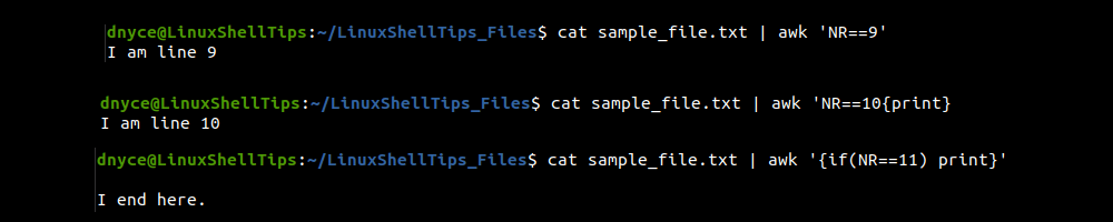 Print Specific Line Using Awk Command