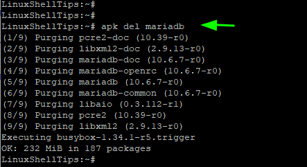 Remove Package in Alpine Linux