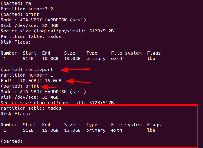 Resize Linux Partition