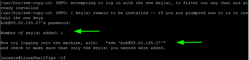 SSH Key Copied to Remote Linux