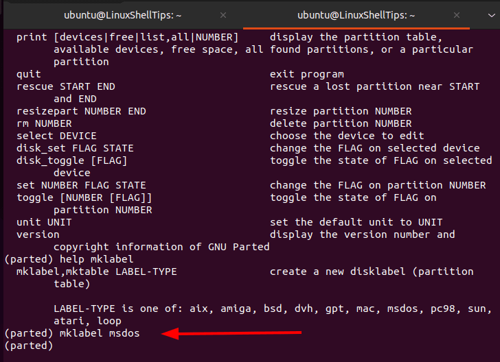 Set Linux Partition Label