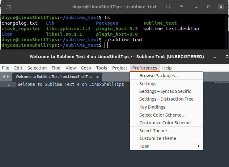 Sublime Text Preferences Tab