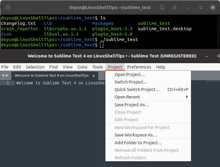 Sublime Text Project Tab