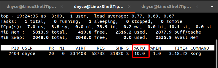 Top Find CPU Usage of Single Process