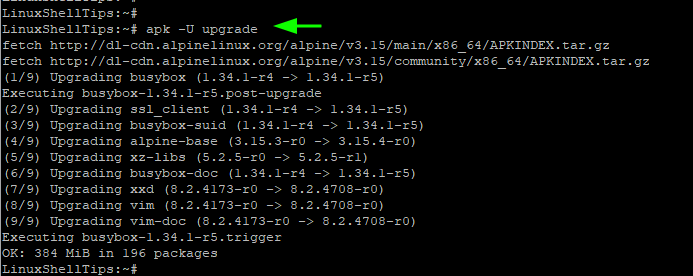 Upgrade Package in Alpine Linux