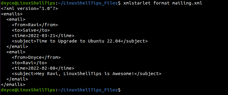 View XML Content in Linux