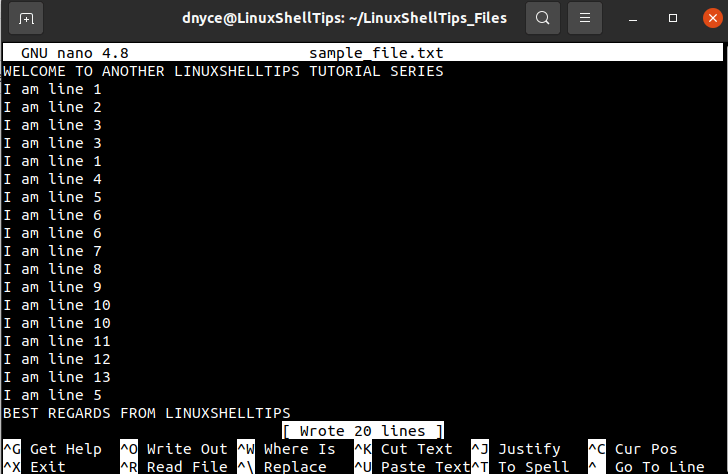 Create File with Duplicate Lines