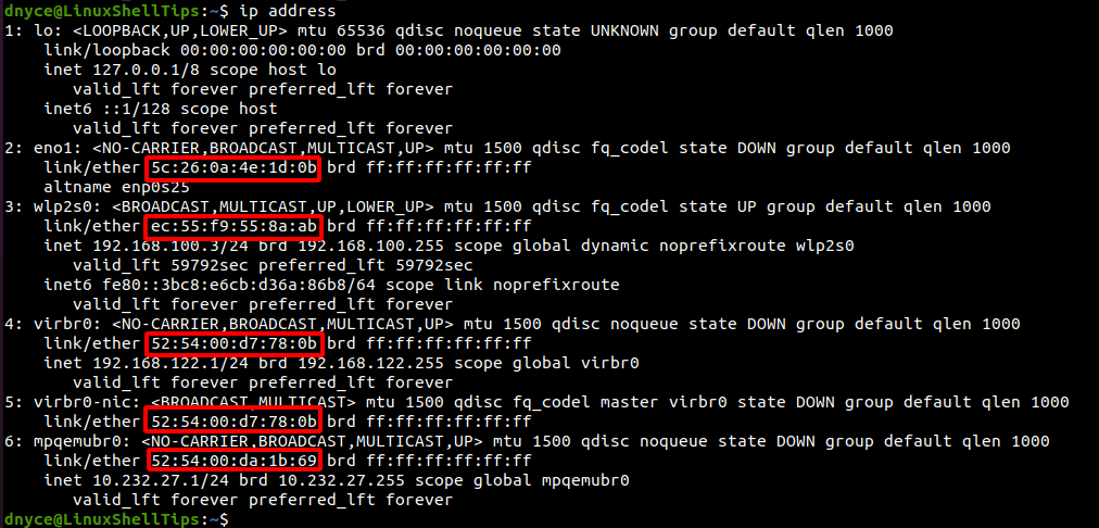 Find Linux System MAC Address