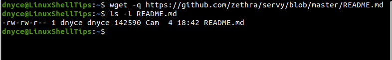 Hide Wget Output While Downloading File