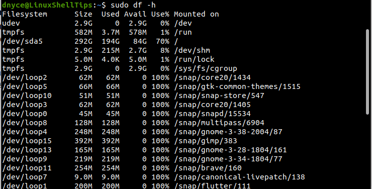 List Linux Disk Space Usage