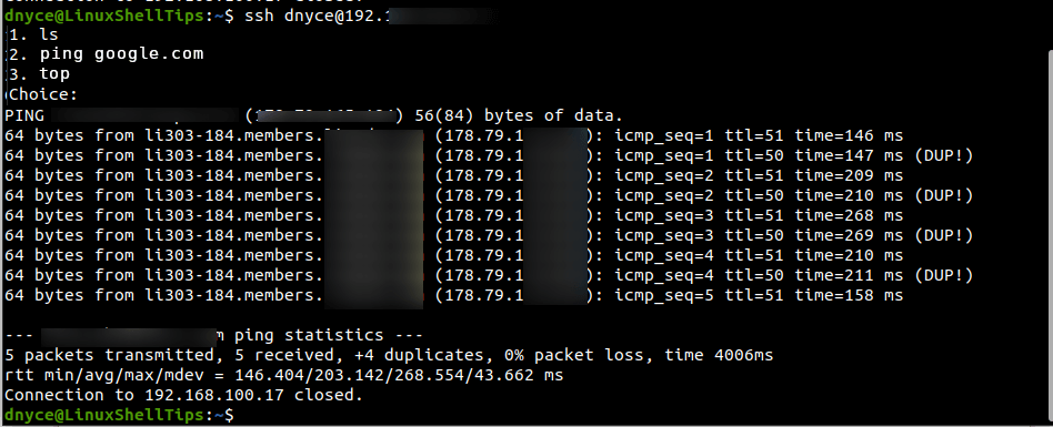 Run SSH Commands Choice