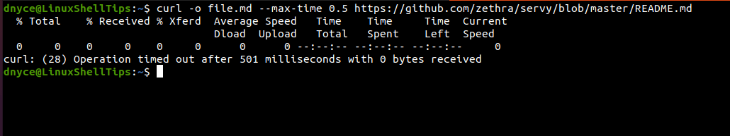 Set Curl Max Timeout in Linux