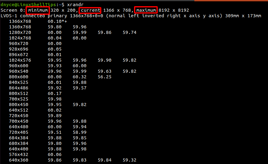 Show Linux Dispay Settings