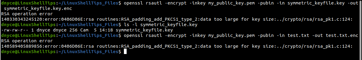 data too large for key size Error