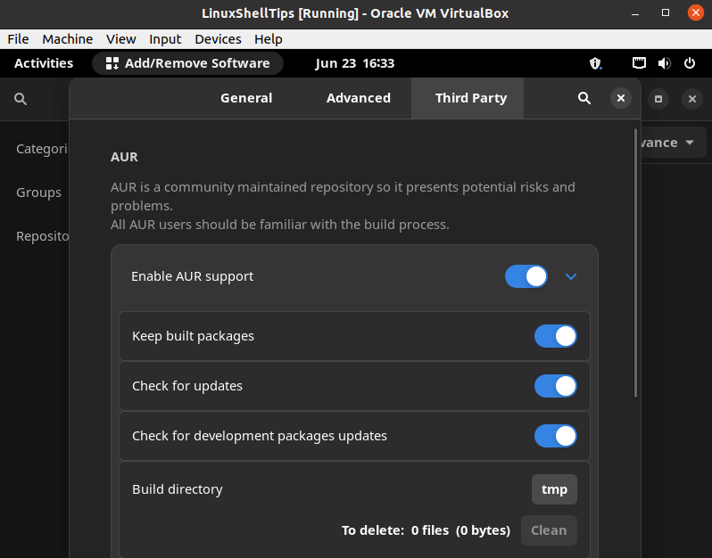 AUR Support in Manjaro Linux